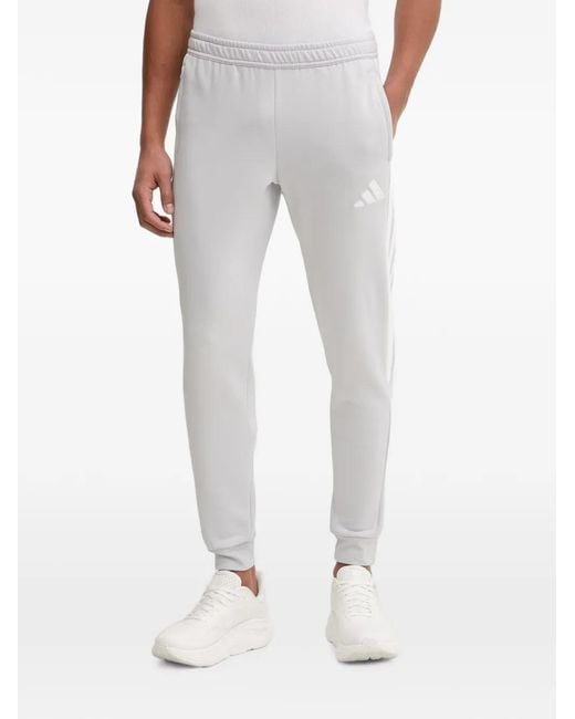 Adidas White Logo-Embroidered Track Pants for men