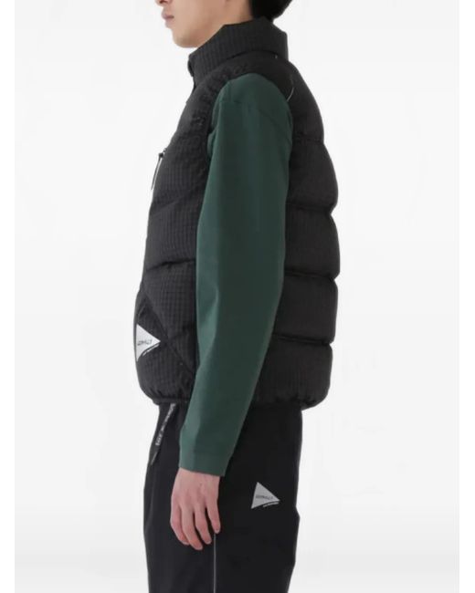 And Wander Wattierte Weste mit Vichy-Karomuster in Black für Herren