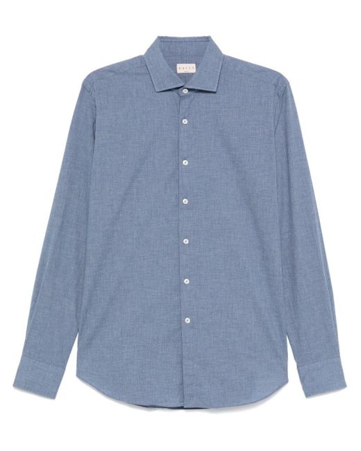 Xacus Blue Mélange Cotton Button-Down Shirt for men