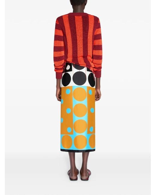 Dries Van Noten Red Intarsia-Stripes Sweater