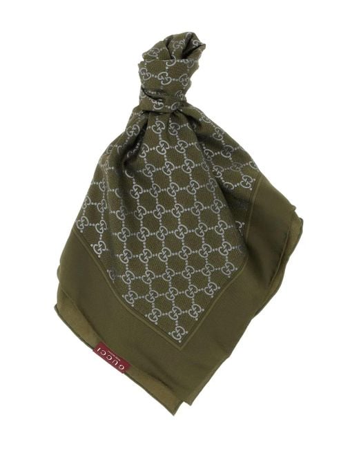 Gucci Printed Silk Scarf Green