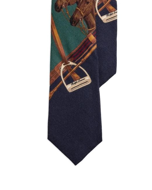 Ralph Lauren Blue Equestrian-Print Tie for men