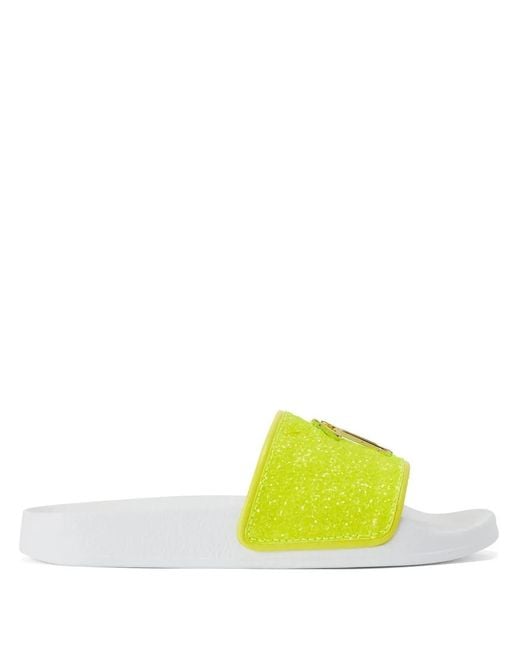 Giuseppe Zanotti Yellow Brett Glitter Slides