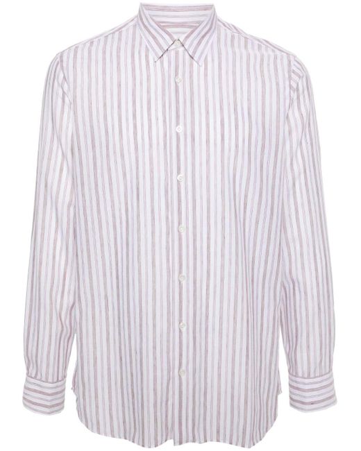 Lardini White Halo-stripe Classic-collar Shirt for men