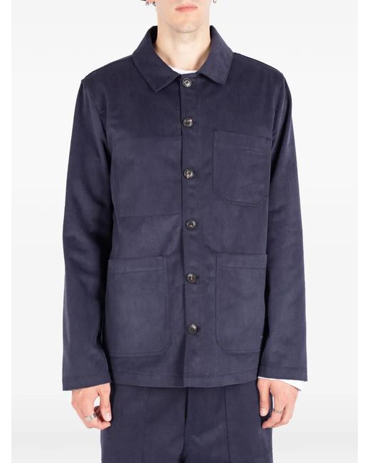 Societe Anonyme Blue Work Button-Up Cotton Shirt Jacket for men