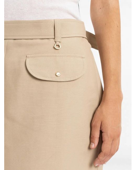 Moncler Natural Belted Knee-Length Cotton Skirt