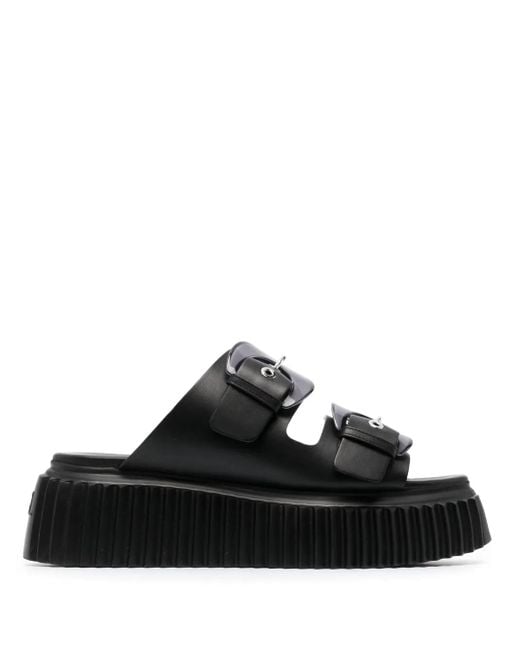 Agl Attilio Giusti Leombruni Black Agatha Double-Buckle Slippers