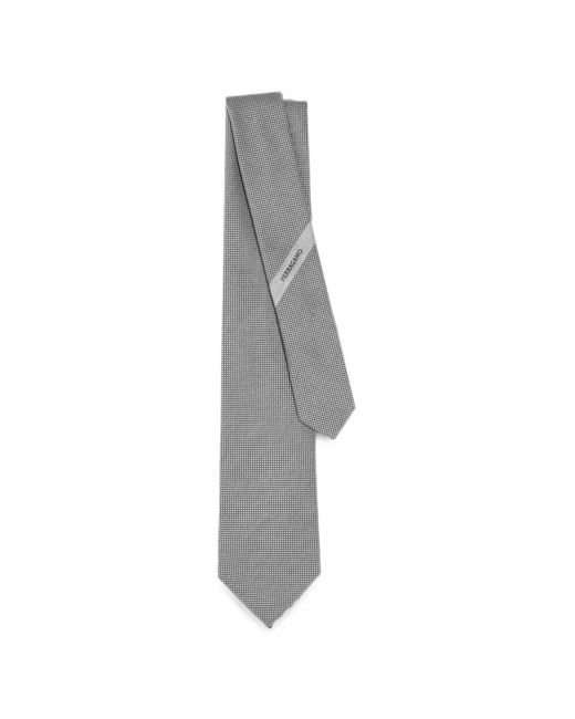 Ferragamo White Micro-Check Tie for men