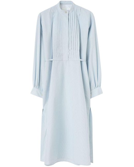 Jil Sander Blue Long-sleeve Cotton Midi Dress