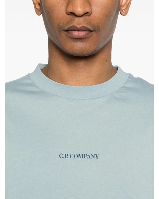 C P Company Blue Short Sleeve Cotton T-Shirt for men