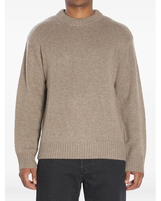 Lisa Yang Natural Crew-Neck Ribbed Cashmere Sweater for men
