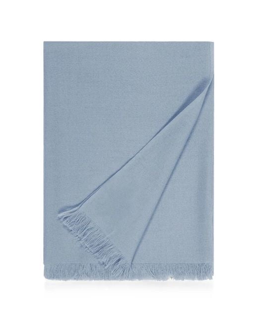 Bompard Blue Voile Stole Fringed Scarf