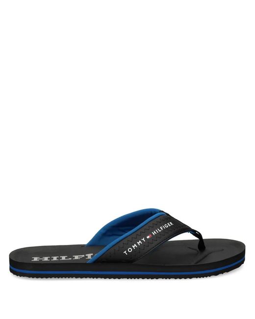 Tommy Hilfiger Blue Logo-Print Flip-Flops for men