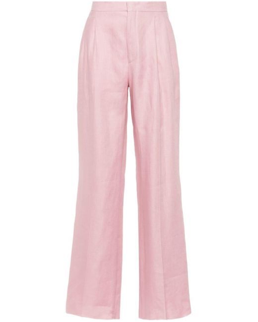Pantalones rectos con pinzas Tagliatore de color Pink