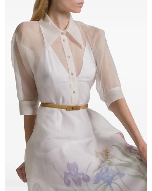 Alberta Ferretti White Classic Tailored Fit Minimalist Dress