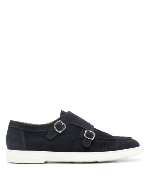 Doucal's Blue Double-buckle Suede Loafers for men