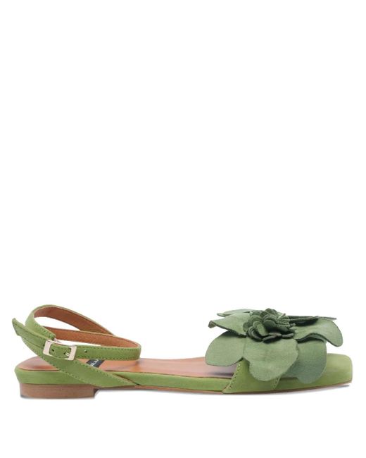 Angel Alarcon Green Suede Flat Sandals