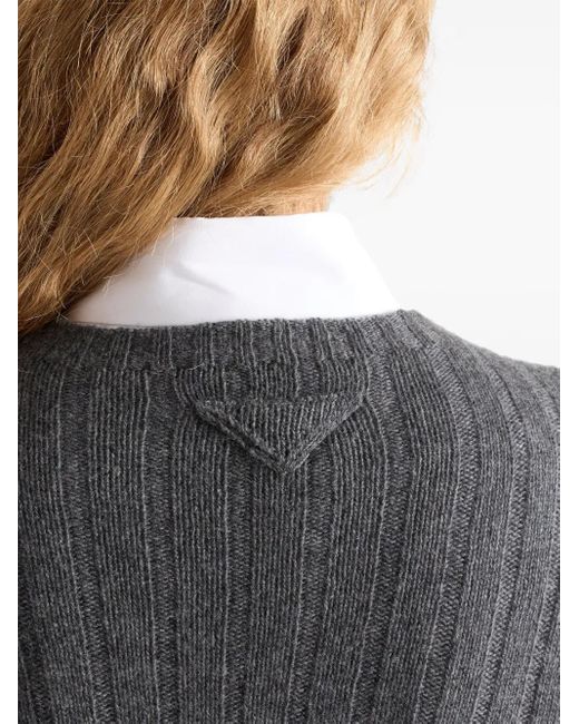 Prada Gray Cropped Re-Cashmere Sweater
