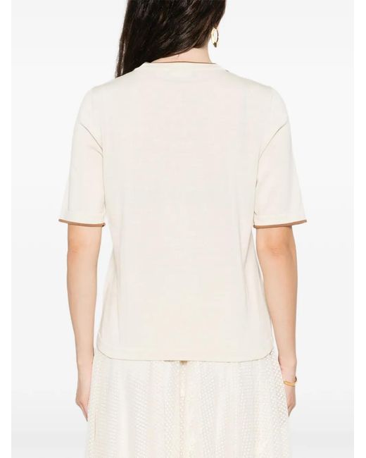 Fabiana Filippi White Contrast-Trim Knitted T-Shirt