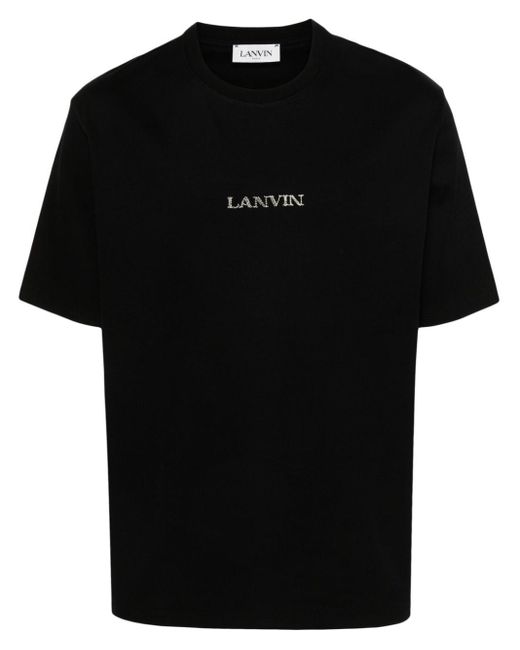 Lanvin T-shirt Met Geborduurd Logo in het Black voor heren
