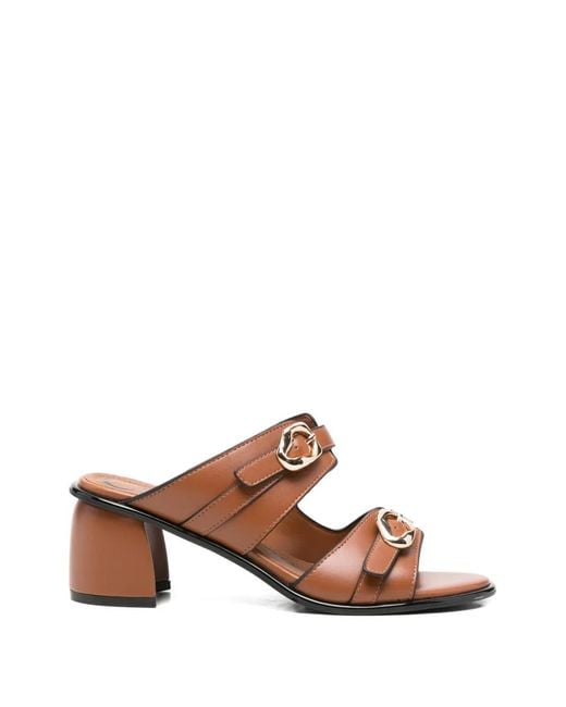 CafeNoir Brown Buckle-Strap Sandals