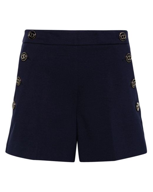 Twin Set Blue Logo-embossed Slim-fit Shorts