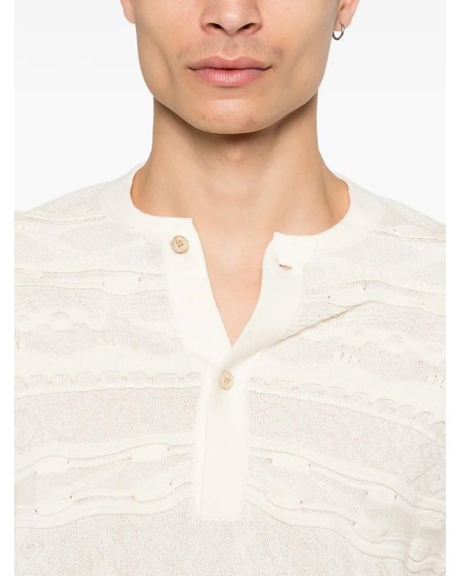 Emporio Armani White Sweater Henley Collar for men