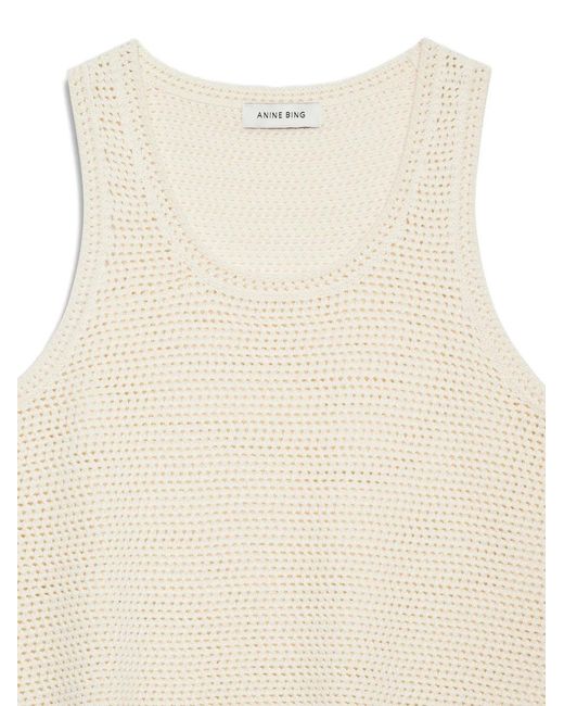 Anine Bing Natural Arie Crochet-Knit Tank Top