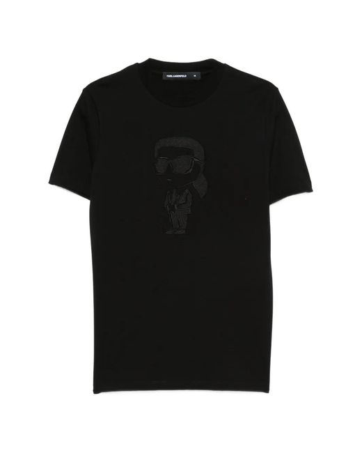 Karl Lagerfeld Black Ikonik-Patch Cotton T-Shirt for men