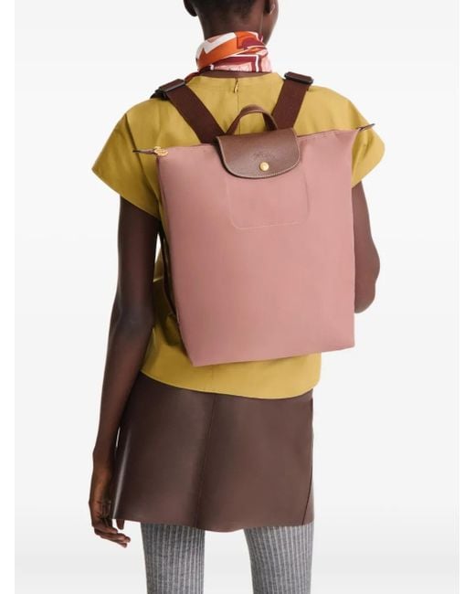 Longchamp Pink Medium Le Pliage Zip-Up Backpack