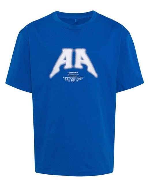 Adererror Blue Logo-print Cotton-blend T-shirt for men