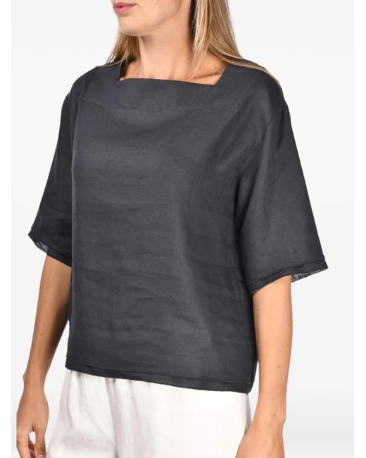 Gran Sasso Gray Square-Neck Blouse