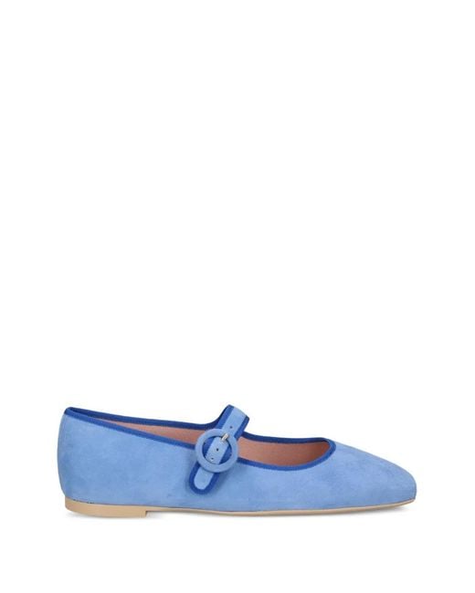 Pretty Ballerinas Blue Camille Buckle Strap Ballet Flats