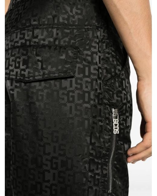 Gcds Black Monogram Ultracargo Wide-Leg Trousers for men