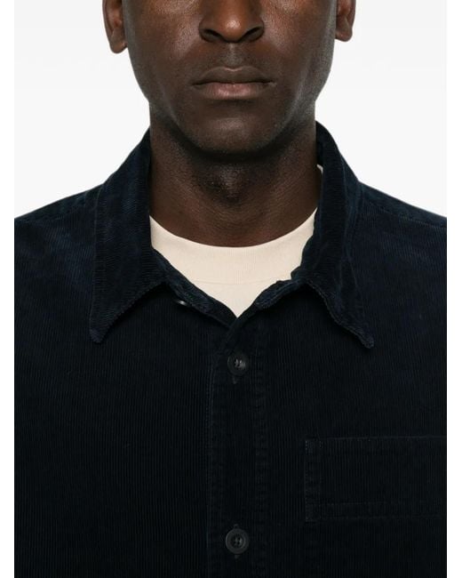 A.P.C. Black Corduroy Chest-Pocket Shirt for men