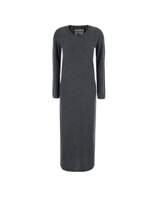 Semicouture Black Brenda Cable-Knit Long-Sleeve Midi Dress