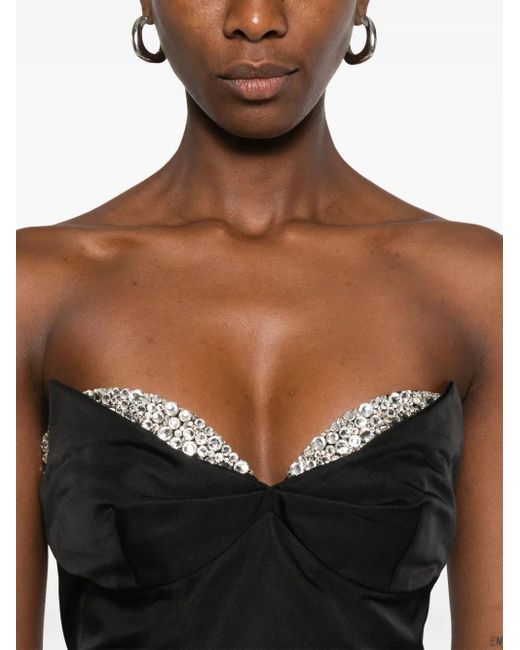 Alexander McQueen Black Schulterfreies Kleid mit Kristallen