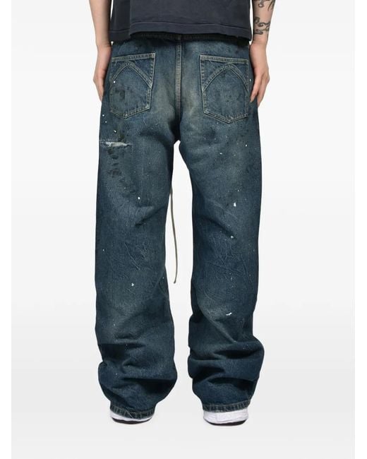 JUN/NAKAYAMA Blue X Overdesign Distressed Lace-Up Jeans for men