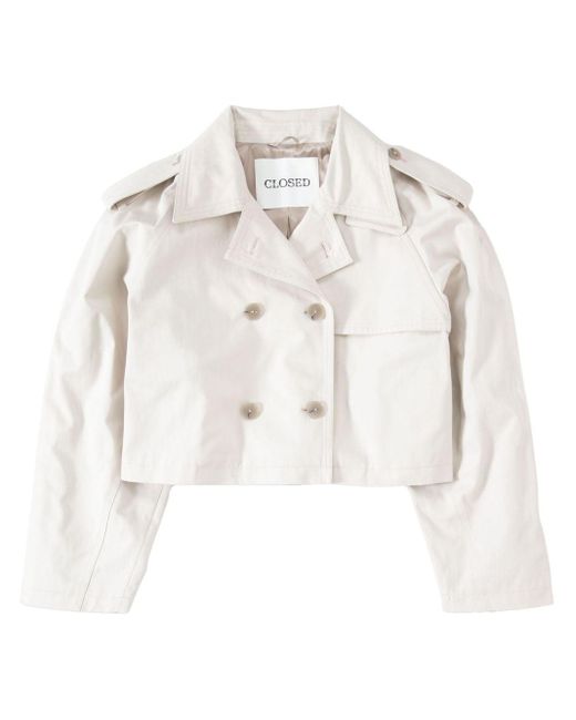 Closed White Cropped Double-breasted Trenchcoat