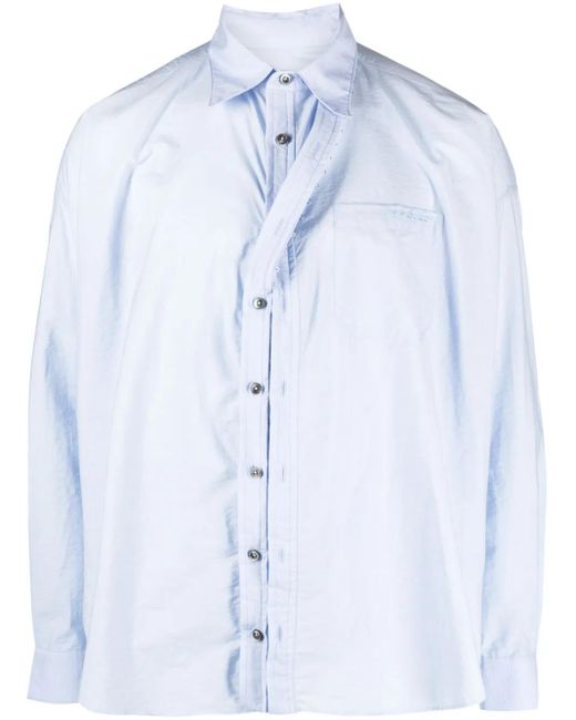 Y. Project Asymmetrisch Shirt Van Katoenblend in het Blue