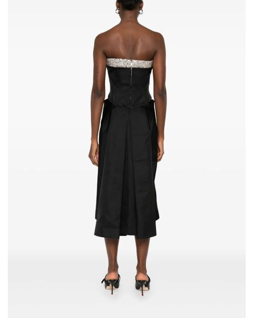 Alexander McQueen Black Schulterfreies Kleid mit Kristallen