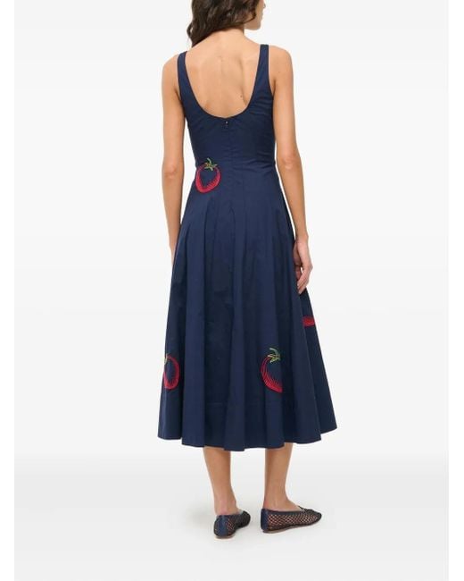 Staud Blue Wells Poplin Midi Dress