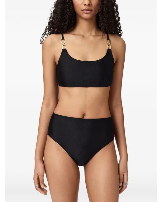 AllSaints Black Talaria Chain-Link High-Waist Bikini Bottoms