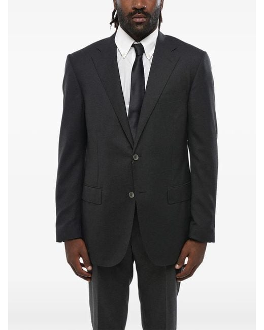 Corneliani Black Single-Breasted Wool Blazer for men