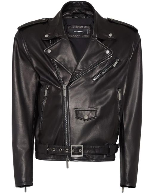 DSquared² Lederjacke Mit Reißverschluss in Black für Herren