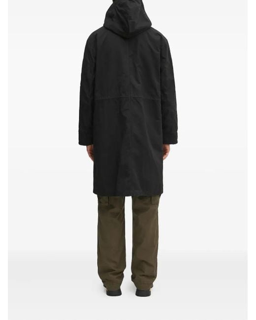 C P Company Black Hooded Coat for men