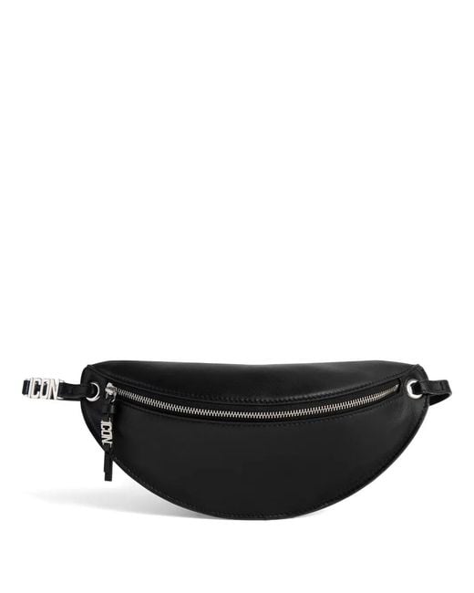 DSquared² Black Logo-Plaque Leather Belt Bag