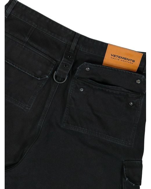 Vetements Black Multipocket Cotton Cargo Jeans