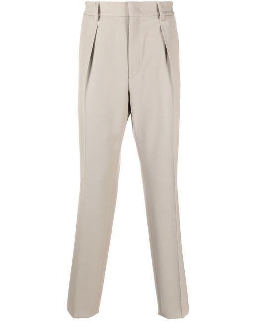 Fendi Natural Pleated Tailored Trousers for men