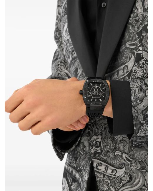 Philipp Plein Black Stainless Steel T-Shirt Watches The Hexagon Phantom for men